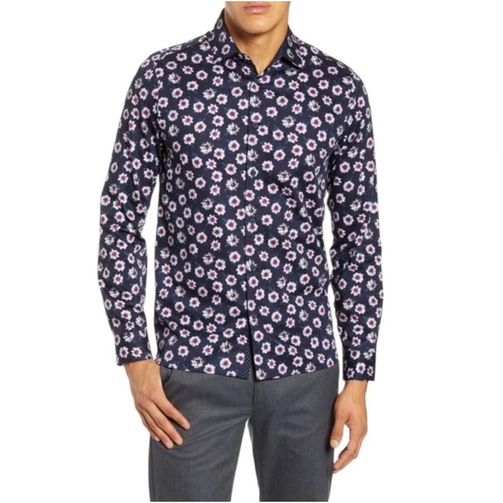 TED BAKER Wewill Slim Fit FLORAL Button-down Shirt Size: 6 / XXL

I